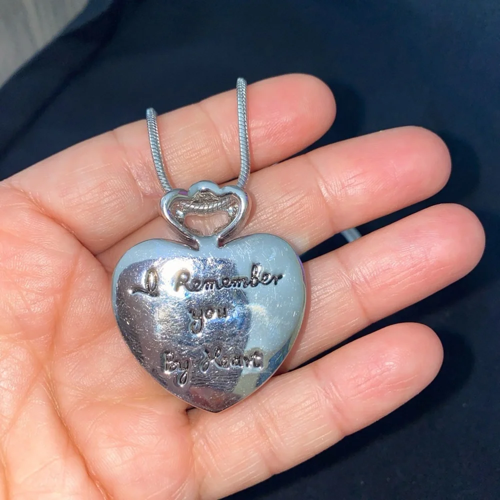 Kirks Folly Heart Locket Necklace Rhinestones I REMEMBER YOU BY HEART - Picture 4 of 9